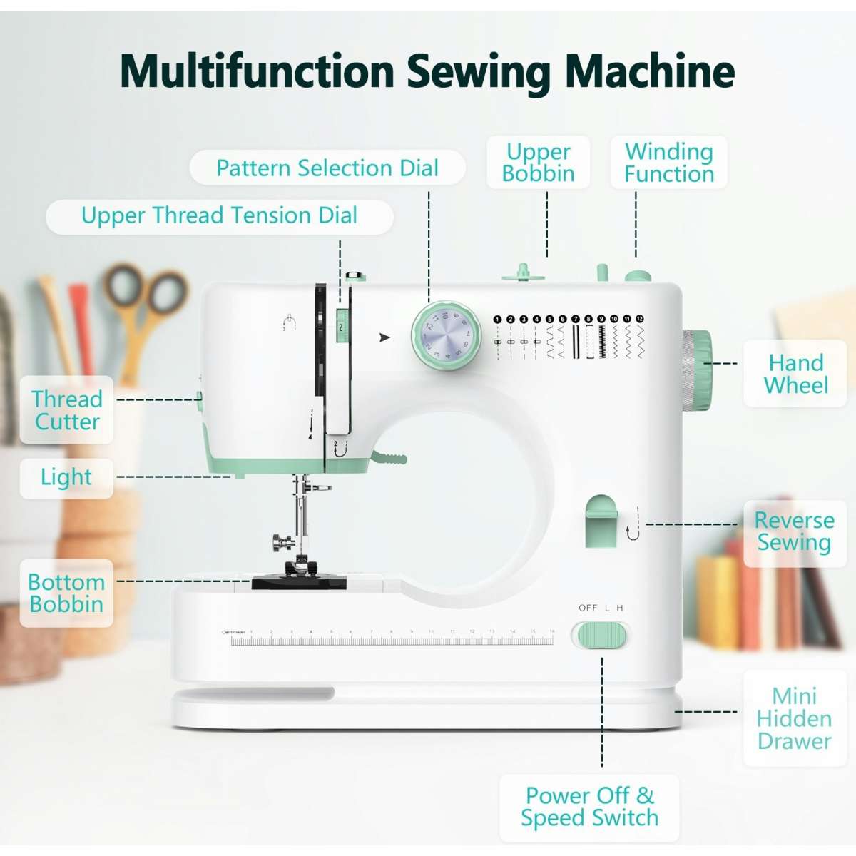 Advwin Mini Sewing Machine Portable Electric Sewing Machine for Beginners w/12 Stitch Patterns