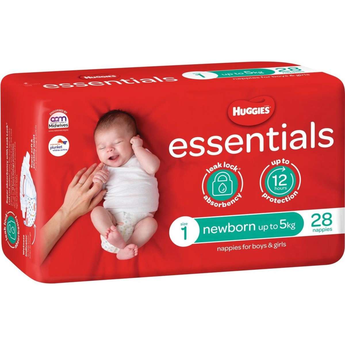 Huggies Essentials Nappies Size 1 (up to 5kg) 28 Pack Woolworths