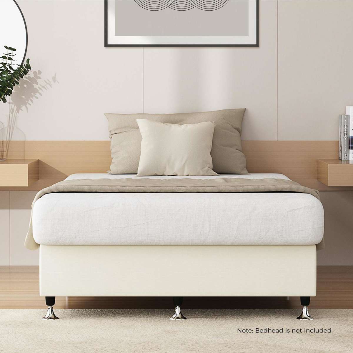 Oikiture Bed Frame King Single Bed Base Platform Beige Woolworths