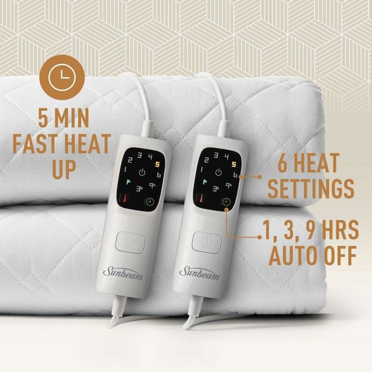 Sunbeam Sleep Perfect Quilted Antibacterial King Heated Blanket