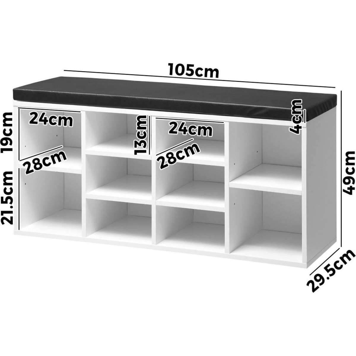 Oikiture Shoe Bench Shoe Storage Rack PU Padded Seat Organiser