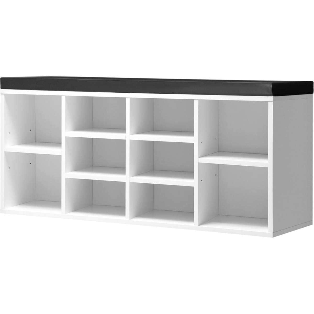 Oikiture Shoe Bench Shoe Storage Rack PU Padded Seat Organiser