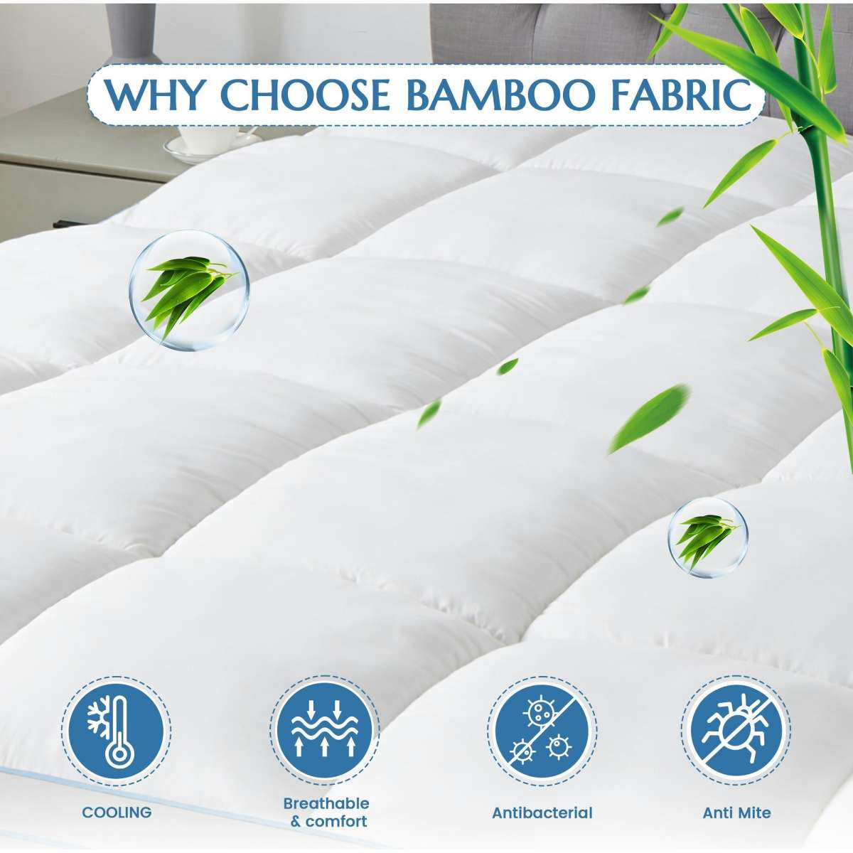 Linenova Cooling Bamboo Mattress Topper 1000GSM Double Bed Woolworths