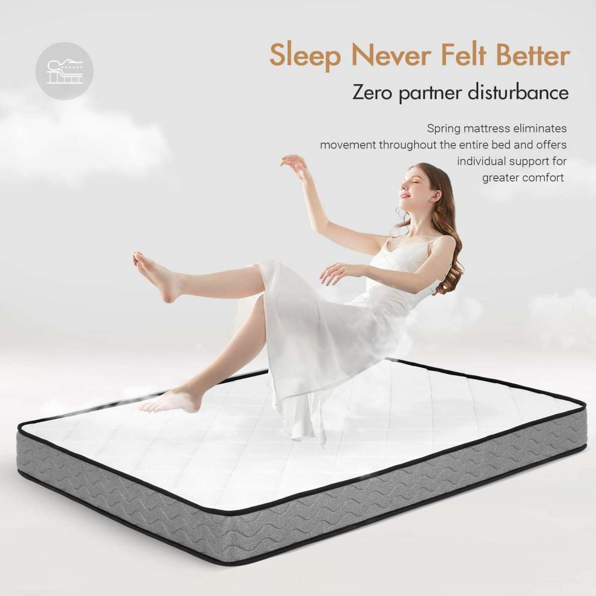 Advwin Queen Mattress 16CM Bed Memory Foam Pillowtop Spring Medium Firm ...