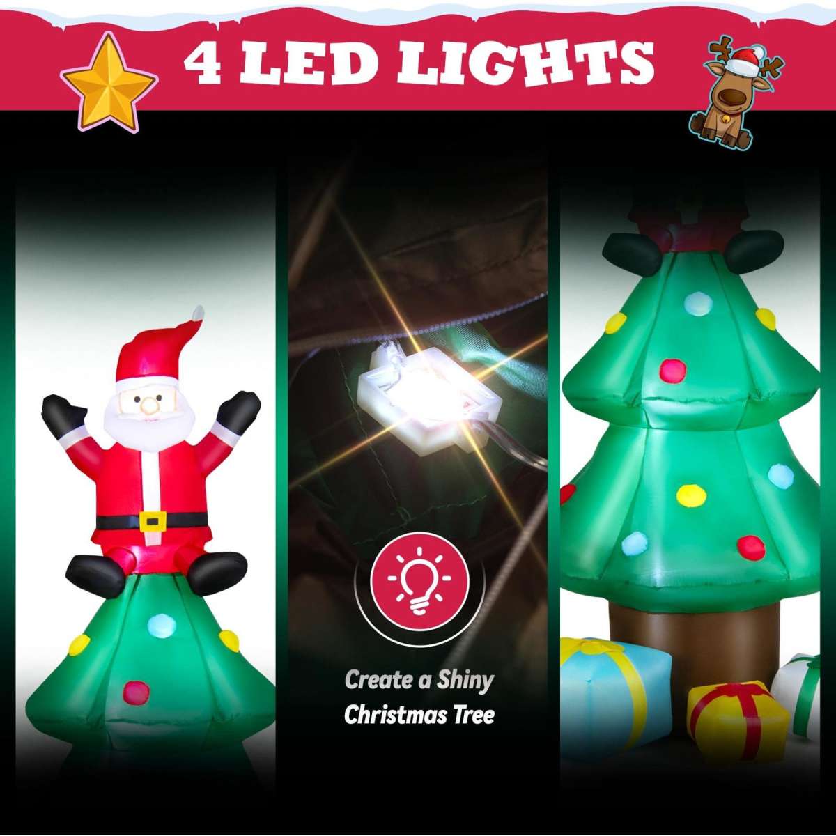 Costway 1.8M Christmas Inflatable Santa Tree Xmas Decorations LED