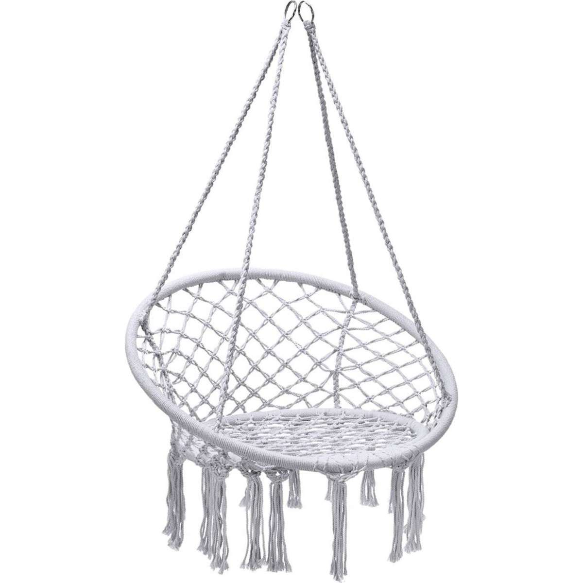 Costway Outdoor Hanging Hammock Chair Macrame Cotton Swing Chair Metal ...