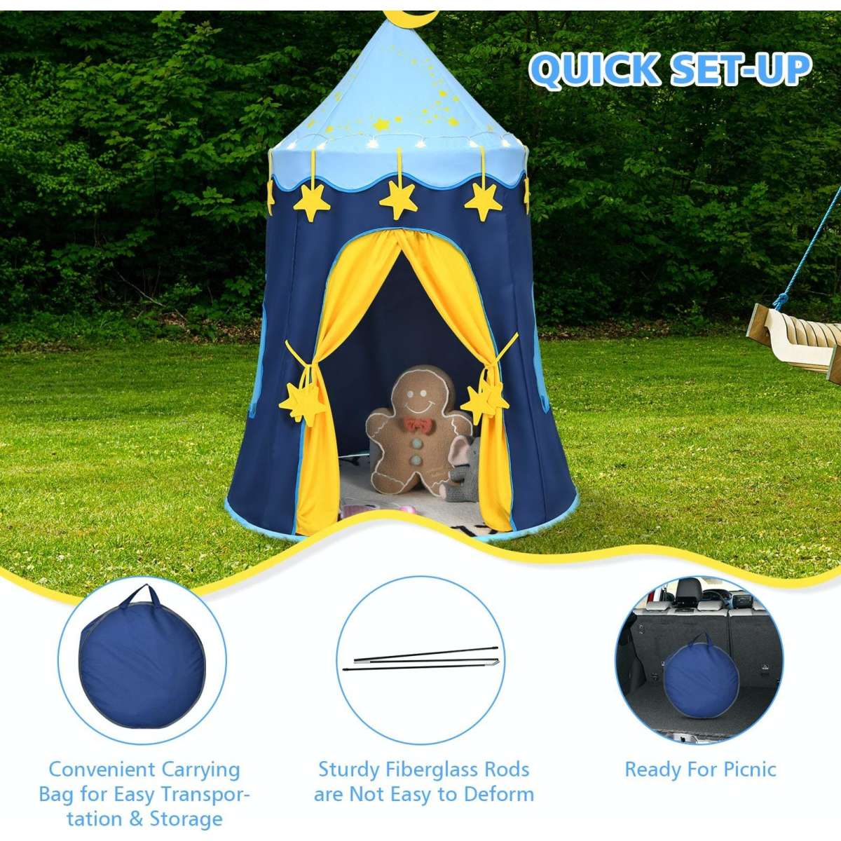 Costway Kids Tent Playhouse Children Play Tent Princess Castle W/Carry ...