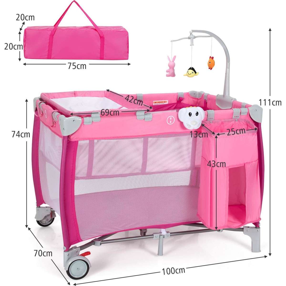 costway-foldable-travel-cot-baby-crib-playpen-infant-bassinet-bed