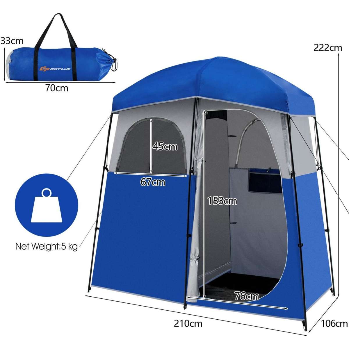 Costway Double Camping Shower Tent Outdoor Changing Room Woolworths