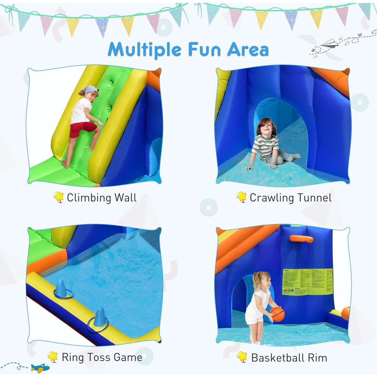 Costway Inflatable Jumping Castle Water Slide Climbing Wall Splash Pool