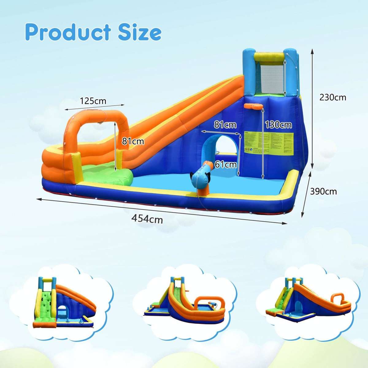 Costway Inflatable Jumping Castle Water Slide Climbing Wall Splash Pool ...