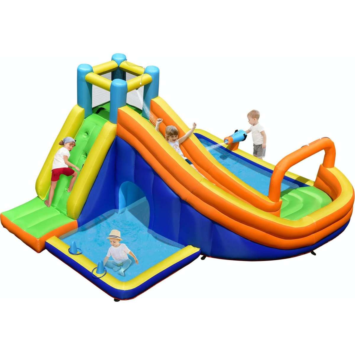 Costway Inflatable Jumping Castle Water Slide Climbing Wall Splash Pool ...