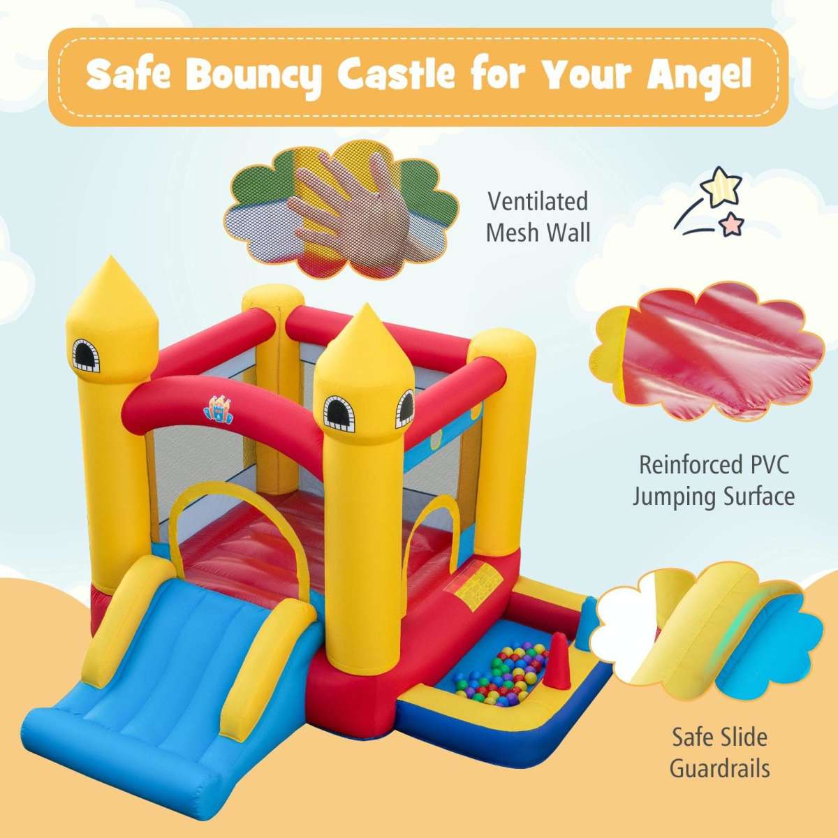 Costway 6In1 Inflatable Bounce House Kids Jumping Castle Bouncer Slide ...