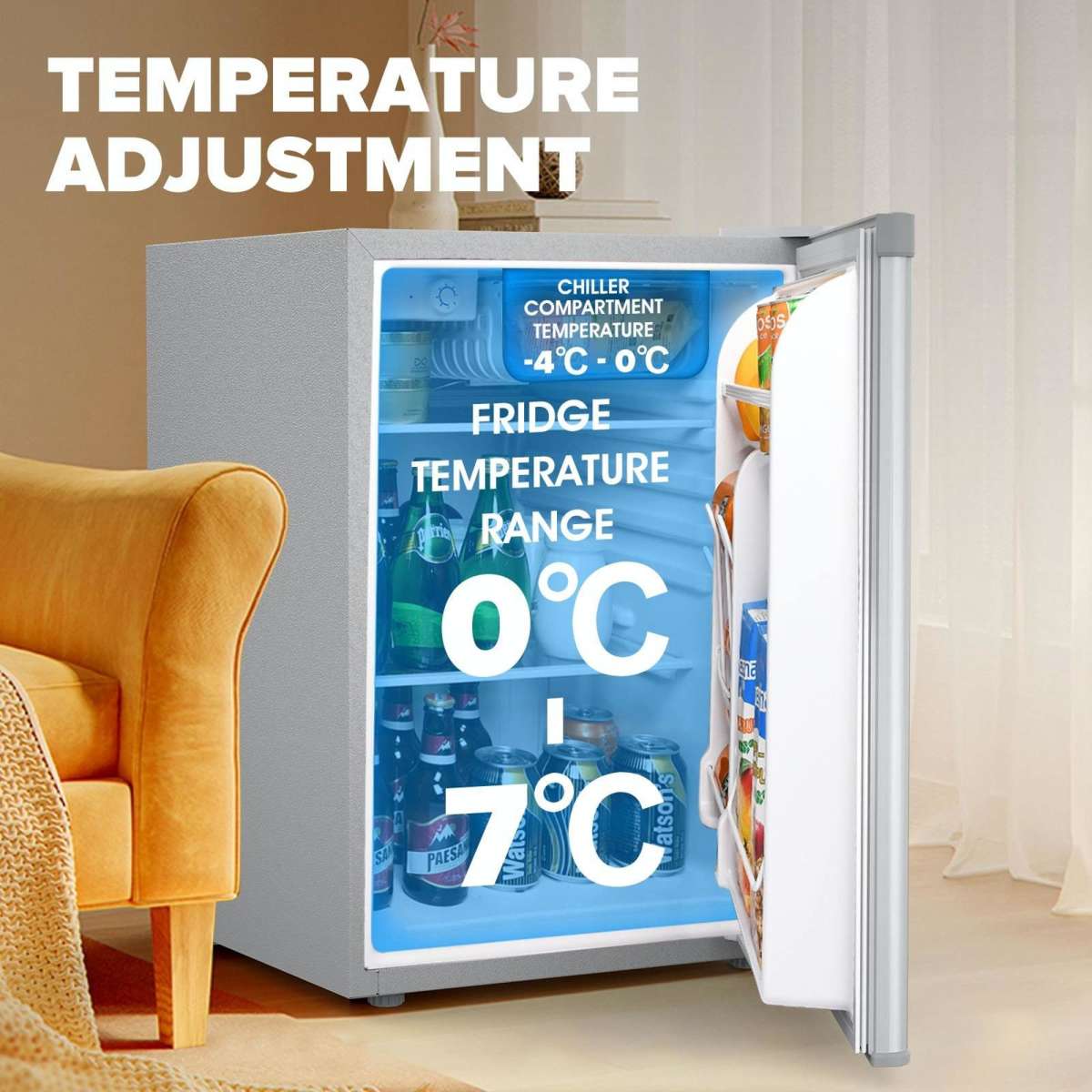 Advwin 73L Bar Fridge Mini Compact Refrigerator Silver Woolworths