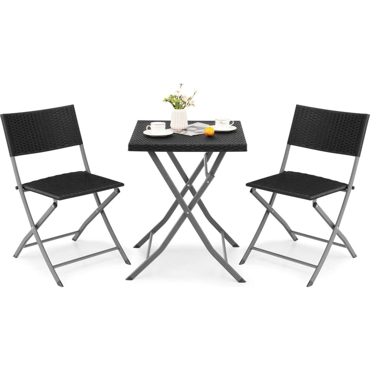 Rattan folding bistro online lounge set