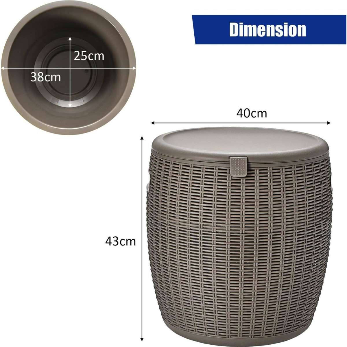 Costway 37L Portable Ice bucket Box outdoor drink Cooler AntiUV w