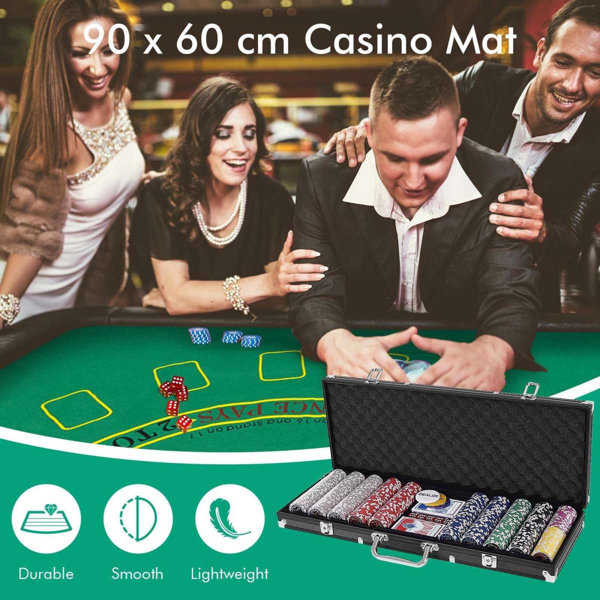 Costway 500Pc Poker Chip Set Texas Sets Casino Playing Cards Dice