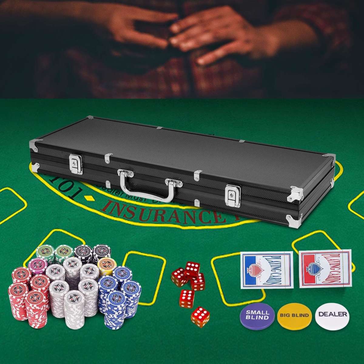 Costway 500Pc Poker Chip Set Texas Sets Casino Playing Cards Dice