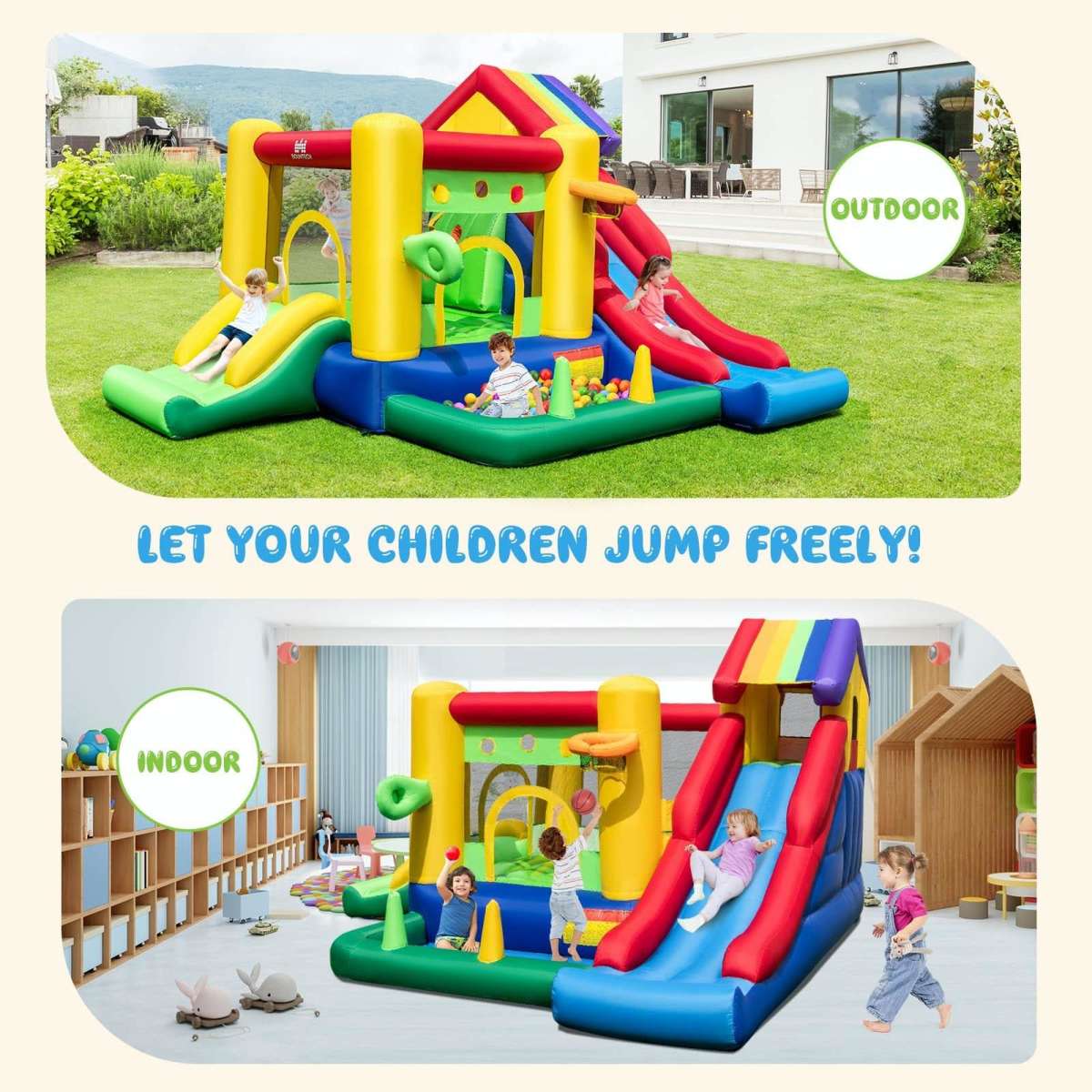 Costway 7In1 Inflatable Bounce House Kids Jumping Castle Bouncer W ...