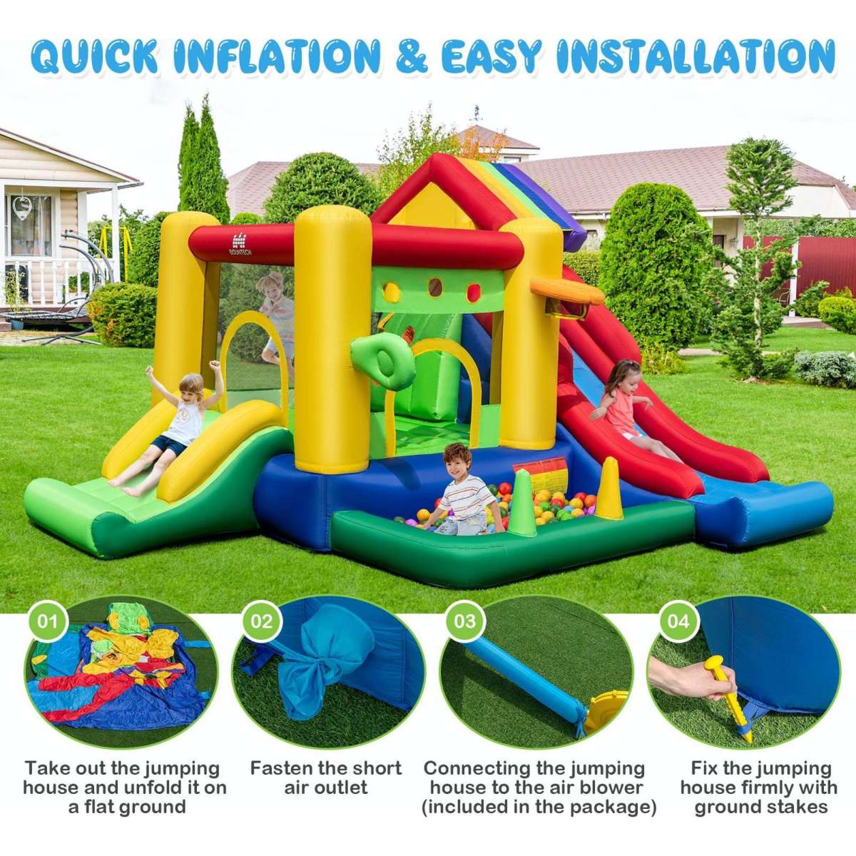 Costway 7In1 Inflatable Bounce House Kids Jumping Castle Bouncer W ...