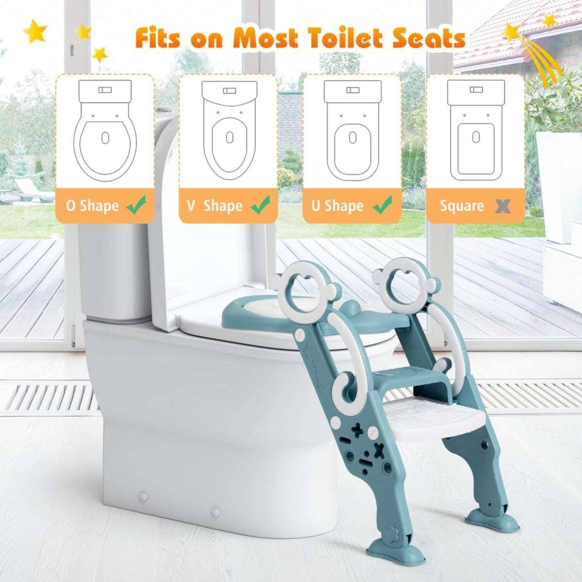 Costway Kids Toilet Ladder Baby Toddler Training Toilet Seat Step Potty