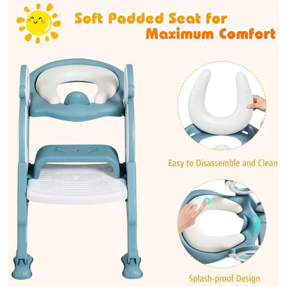 Costway Kids Toilet Ladder Baby Toddler Training Toilet Seat Step Potty