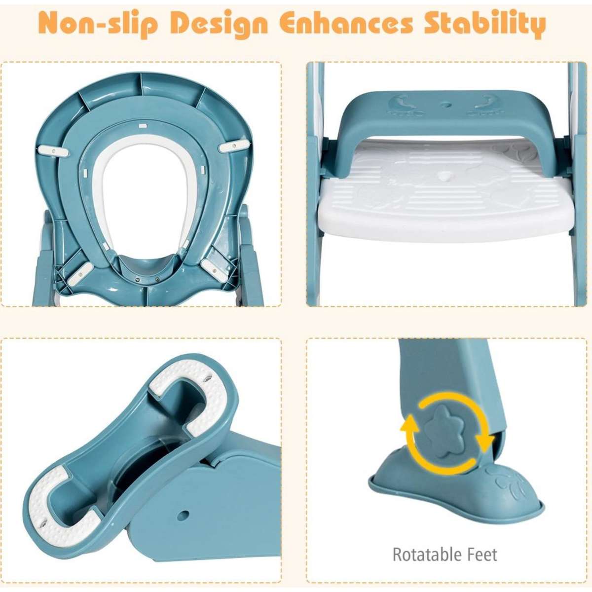 Costway Kids Toilet Ladder Baby Toddler Training Toilet Seat Step Potty