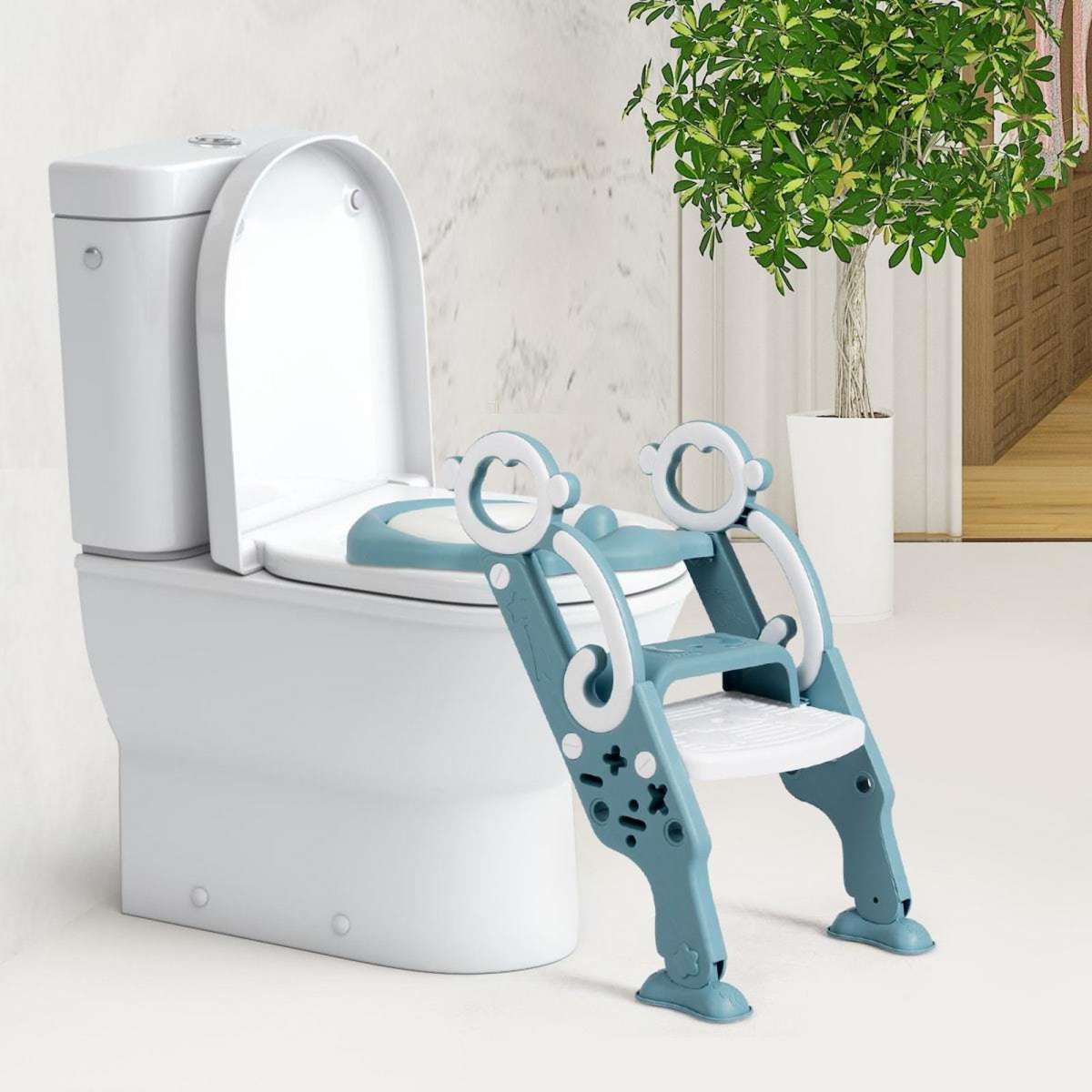 Costway Kids Toilet Ladder Baby Toddler Training Toilet Seat Step Potty