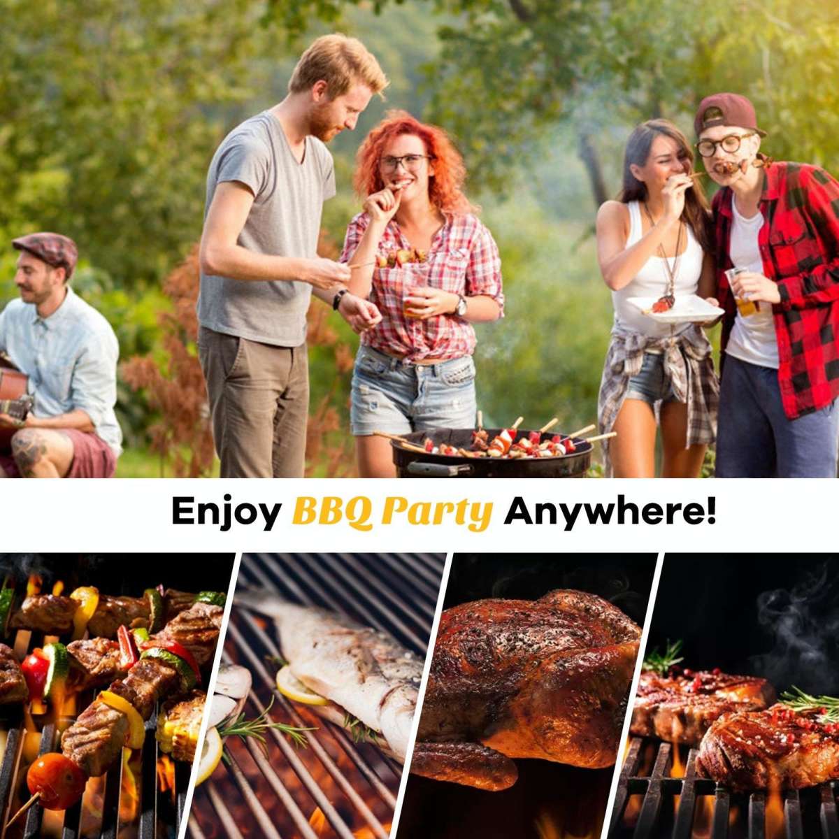 Costway 3In1 Barbecue Smoker Outdoor Bbq Grill Offset Portable