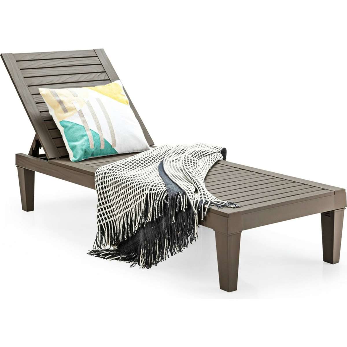 Costway Outdoor Sun Lounge Recliner Patio Chaise Beach Chair w