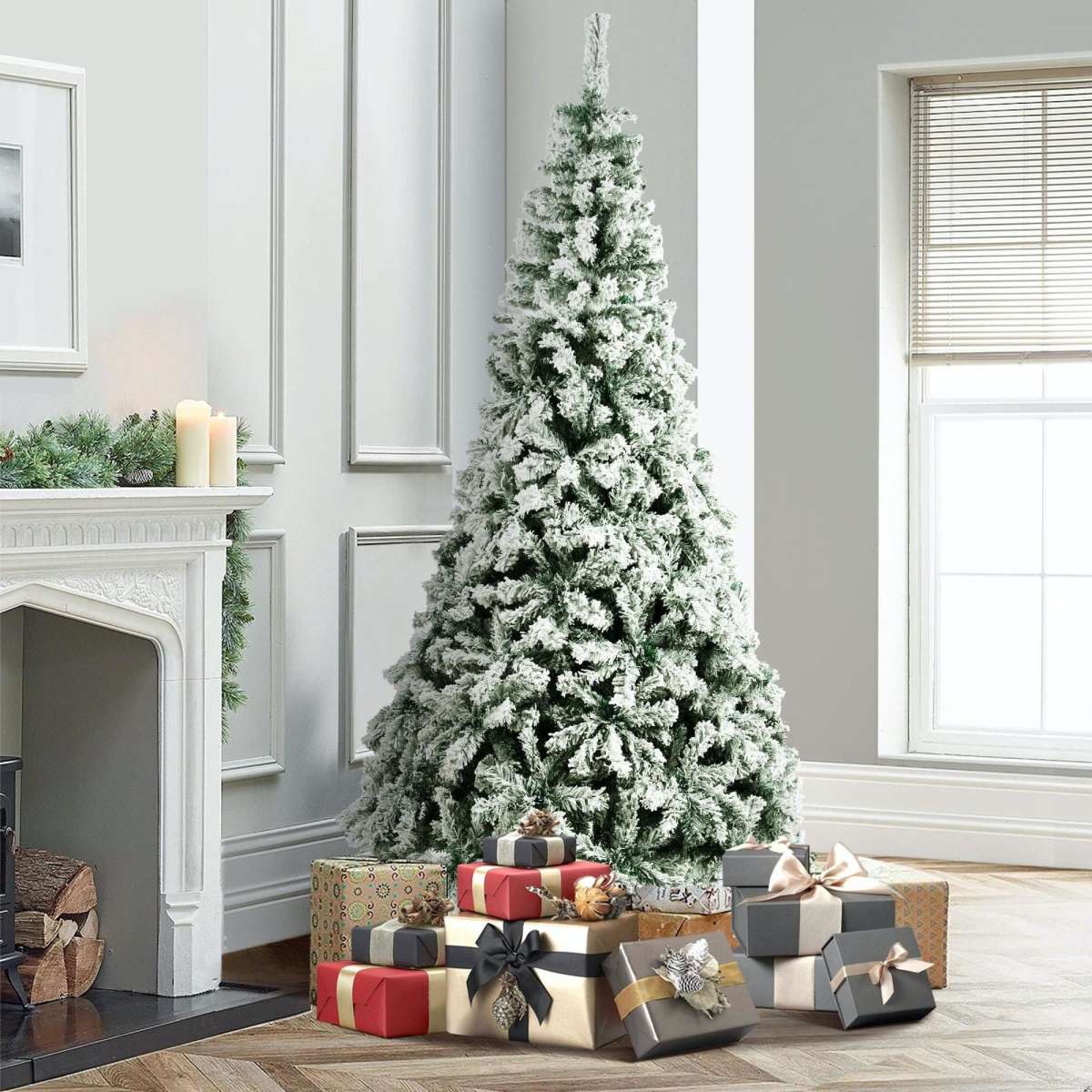 Mazam Christmas Tree 2.1M 7FT Xmas Trees Decorations White Snow Flocked