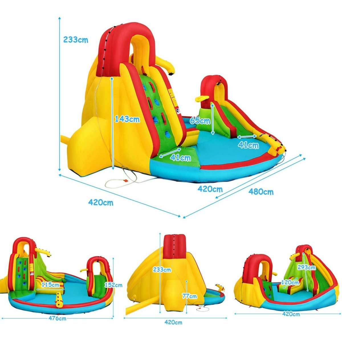 Costway 7-In-1 Inflatable Water Slide w/Air Blower & Double Slides ...