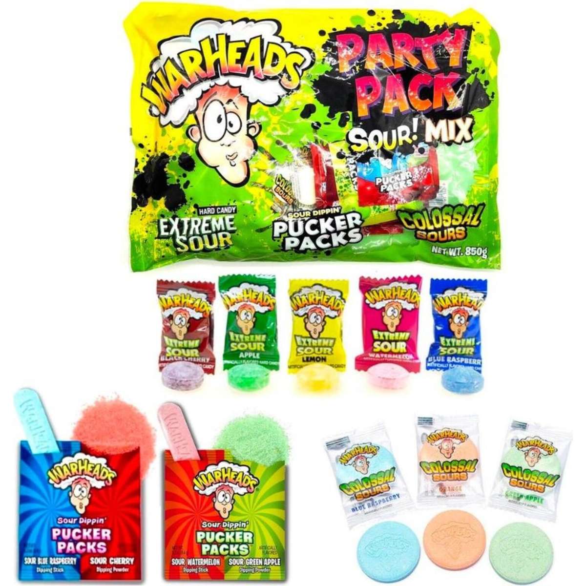 Warheads Party Pack Sour Mix Variety 850g | Woolworths