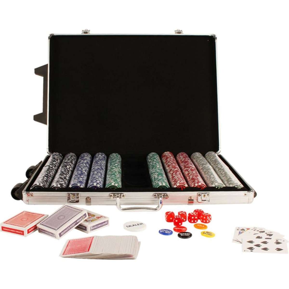 Toys For Fun 1000Chip Poker Game Play Set w/ Aluminium Carry Case