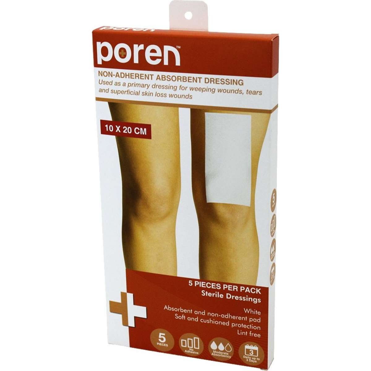 Poren Non-Adherent Absorbent Dressing 10 x 20cm 5 Pk x14 | Woolworths