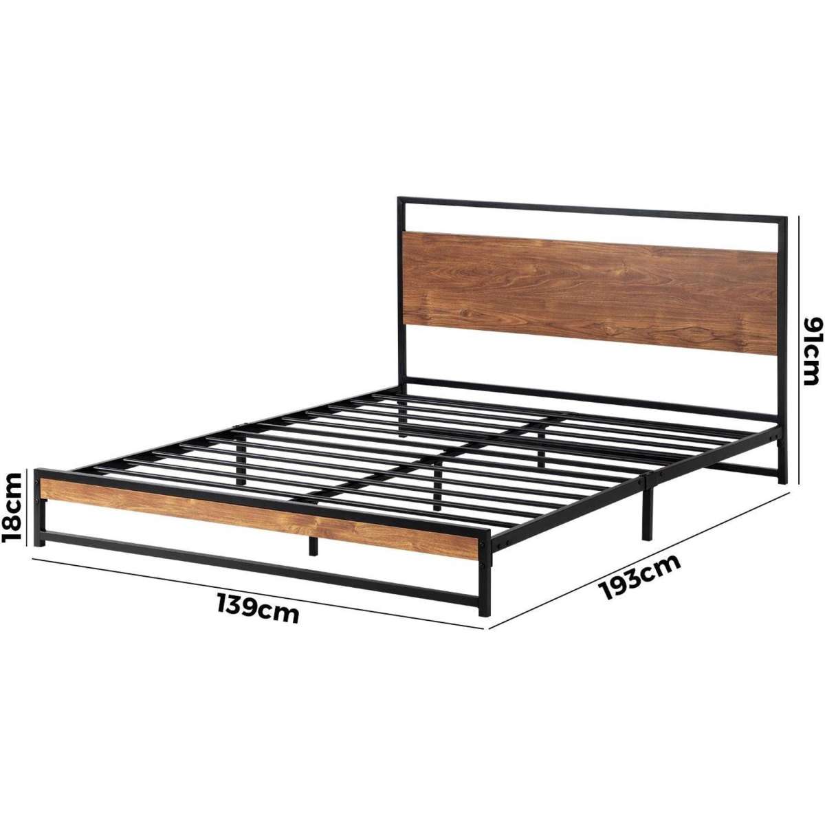 Oikiture Metal Bed Frame Double Size Beds Base Platform Wood | Woolworths