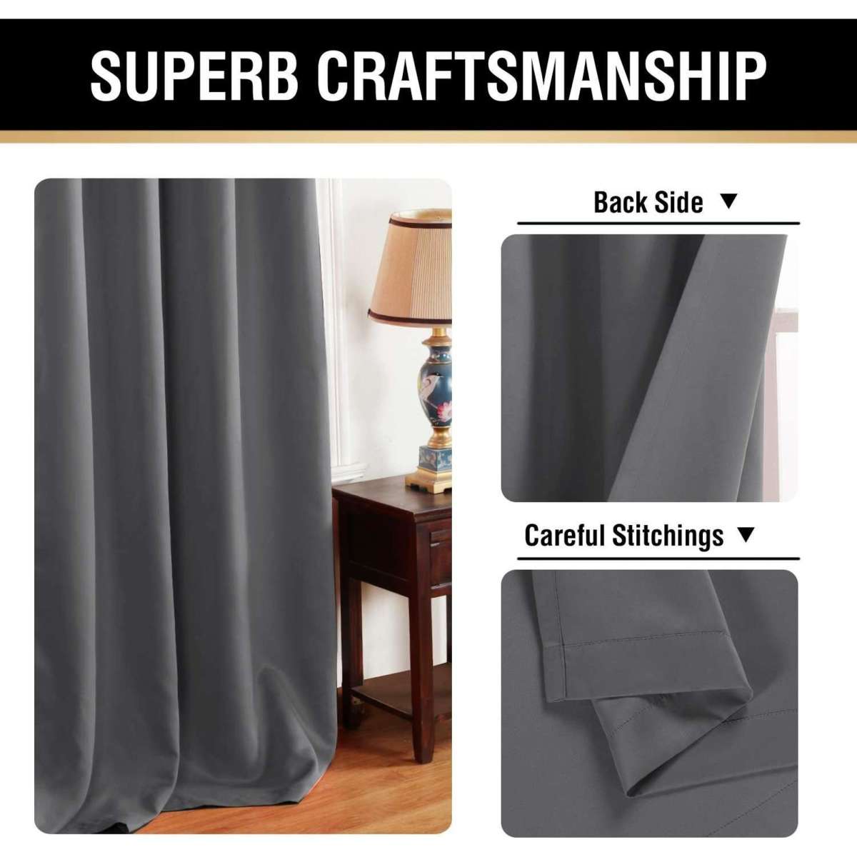 Smarcute Three Pass Microfiber Blackout Curtains Thermal Insulated ...