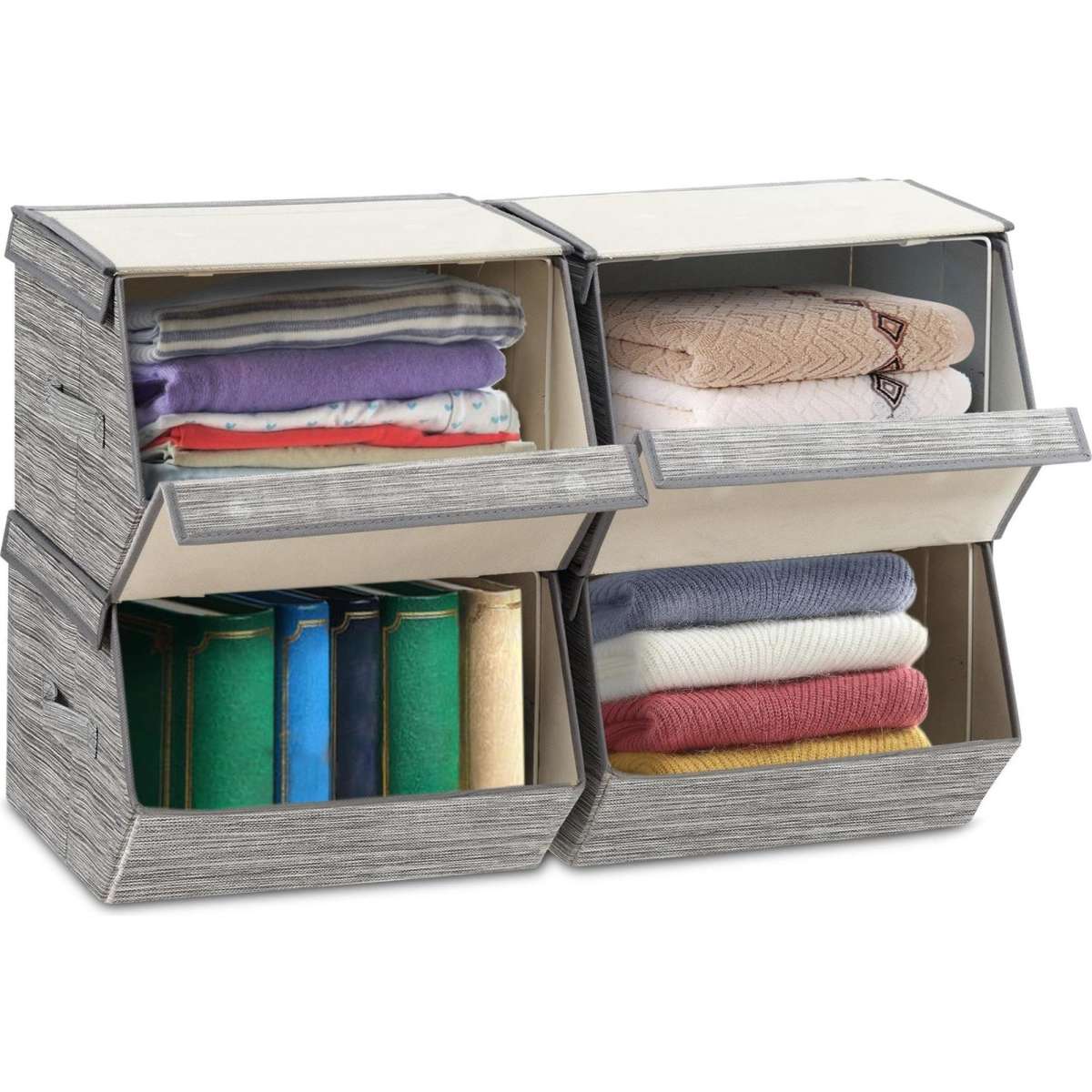 Stackable fabric deals storage bins