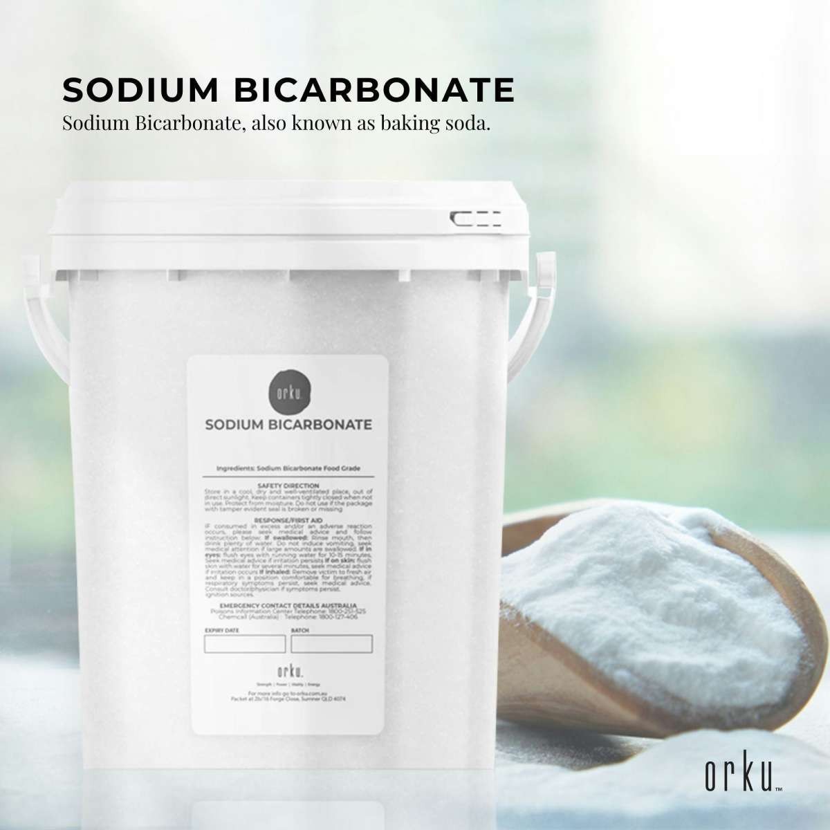 Orku 1 3Kg Sodium Bicarbonate Tub Food Grade Bicarb Baking Soda orku-1-3kg-sodium-bicarbonate-tub-food-grade-bicarb-baking-soda