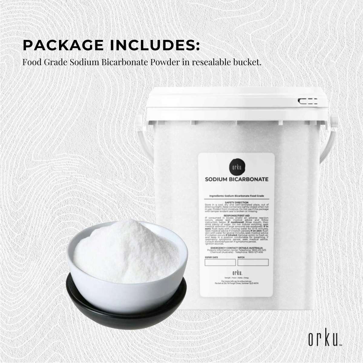 Orku 1.3Kg Sodium Bicarbonate Tub Food Grade Bicarb Baking Soda