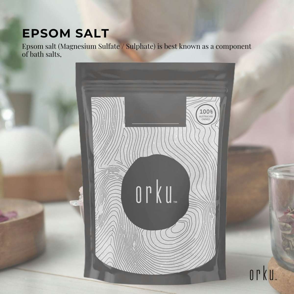 Orku 100g Epsom Salt Magnesium Sulphate Bath Salts For Skin Body
