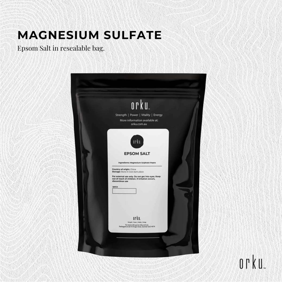 Orku 100g Epsom Salt Magnesium Sulphate Bath Salts For Skin Body