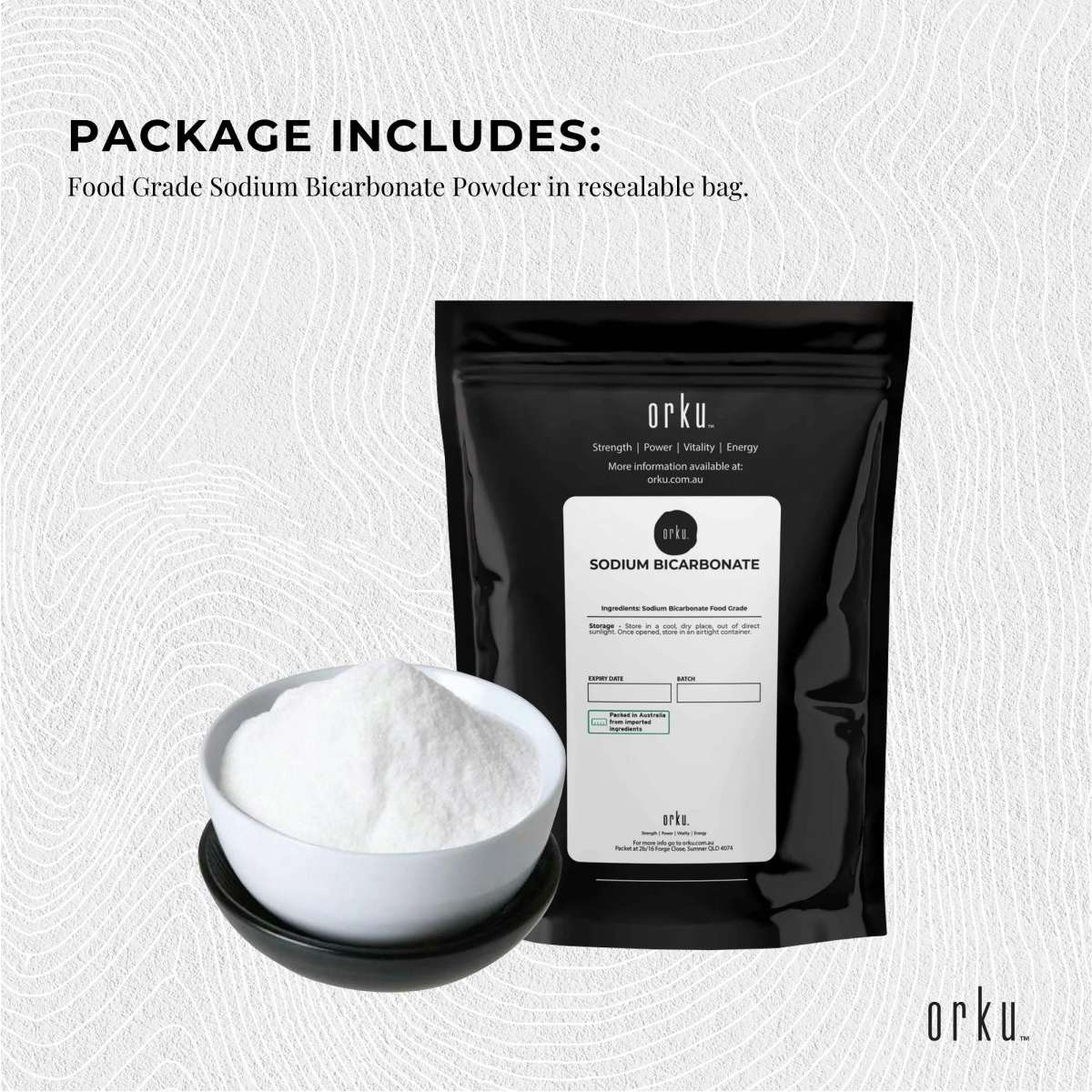 Orku 1Kg Sodium Bicarbonate Food Grade Bicarb Baking Soda Hydrogen