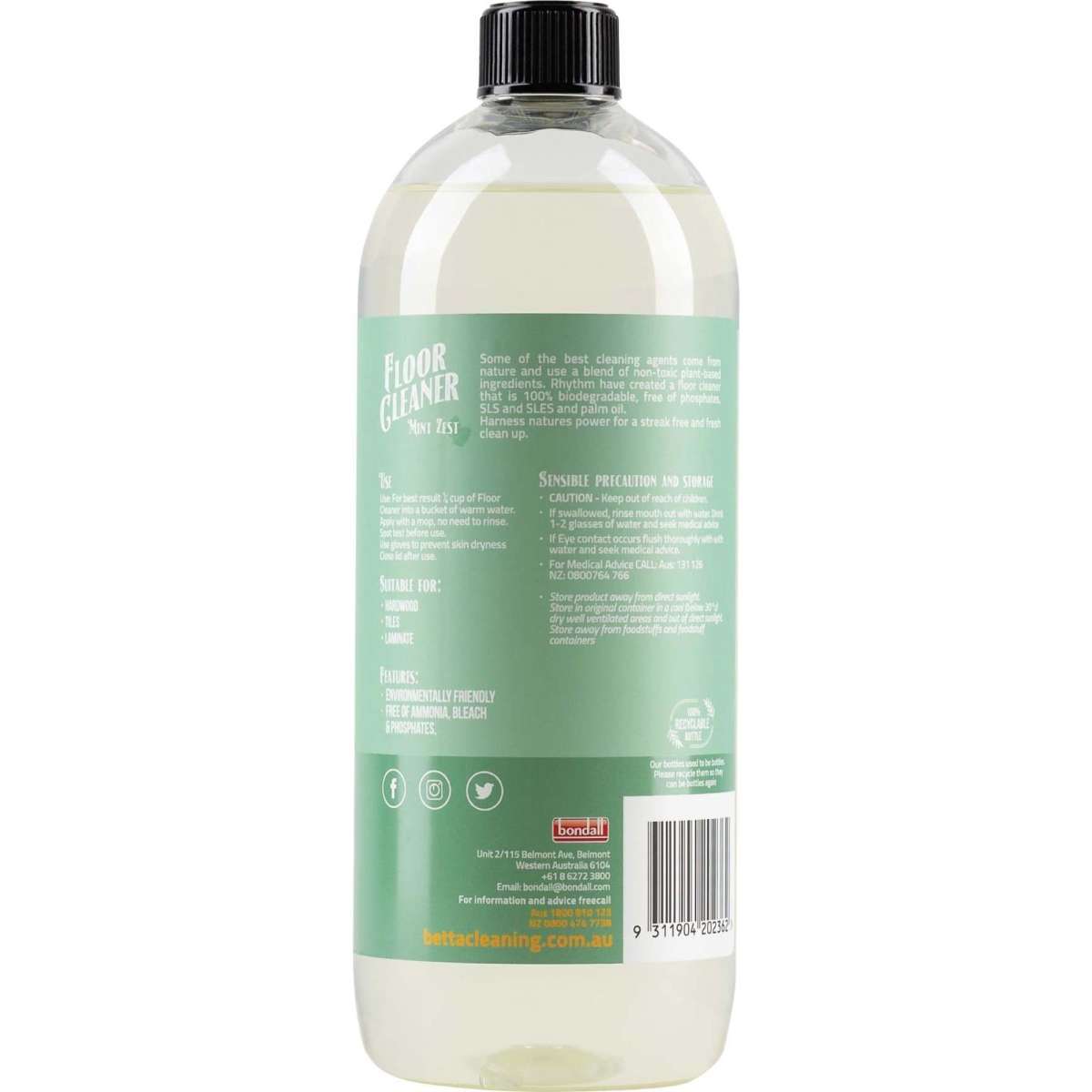 Rhythm 1L Eco Friendly Floor Cleaner Biodegradable NonToxic