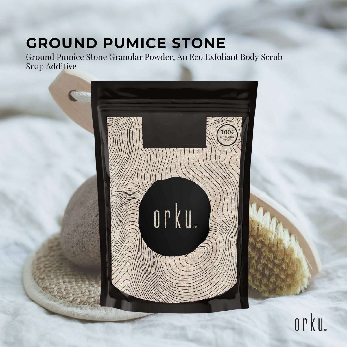 Orku 2Kg Ground Pumice Stone Granular Powder Eco Exfoliant Body Scrub