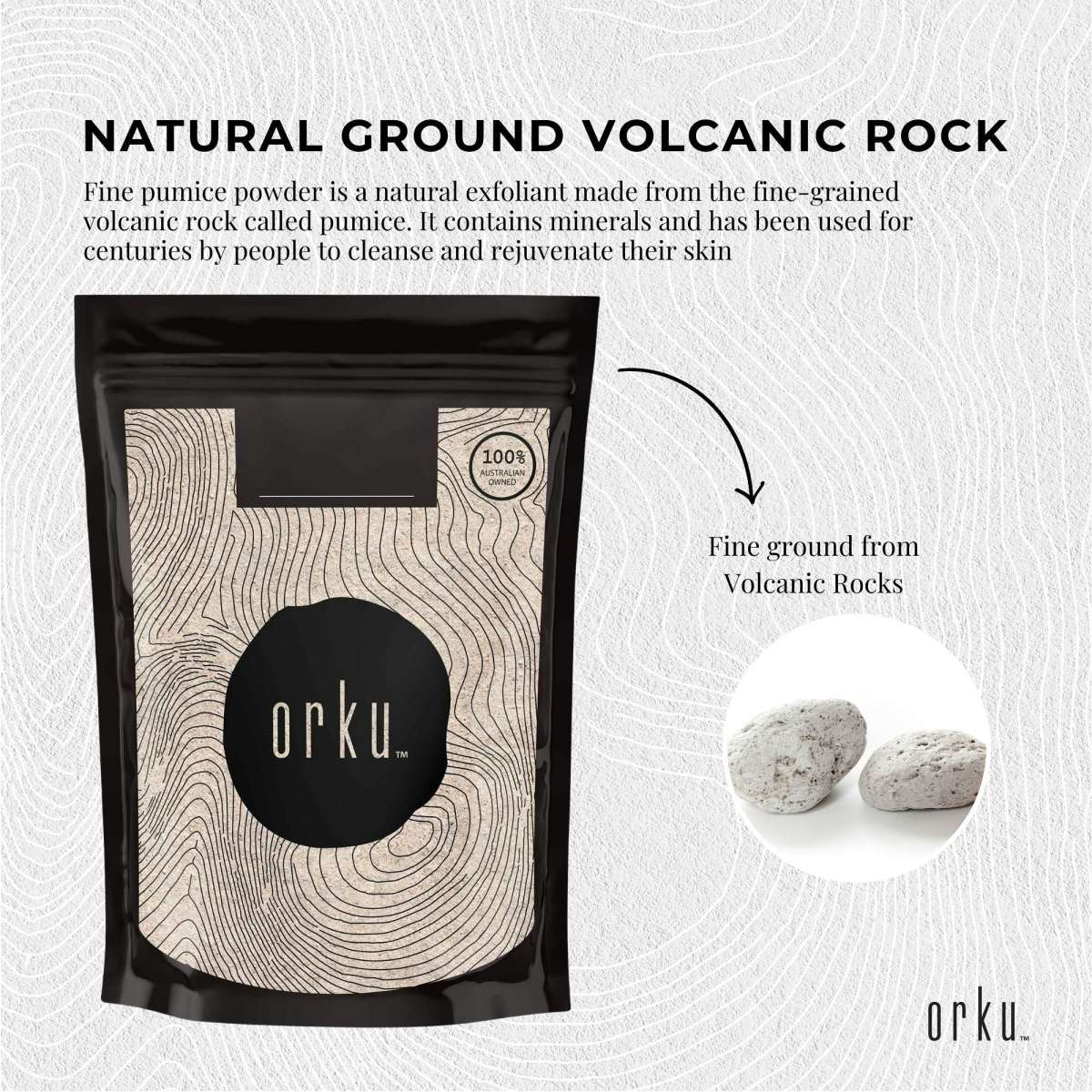 Orku 2Kg Ground Pumice Stone Granular Powder Eco Exfoliant Body Scrub