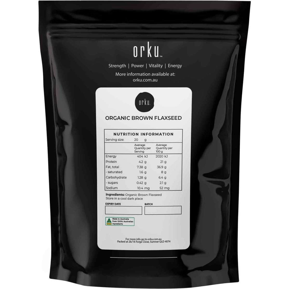 Orku 2Kg Organic Brown Linseed Flaxseed Whole Grain Flax Seed Non GMO