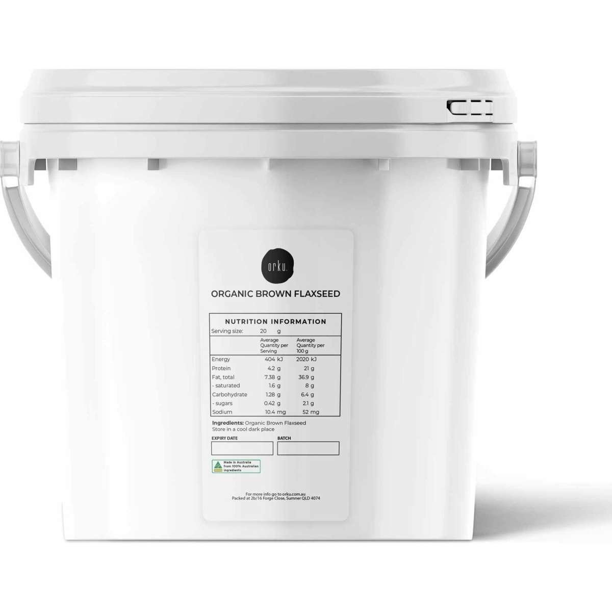 Orku 3.5Kg Organic Brown Linseed Flaxseed Tub Whole Flax Seed Non GMO