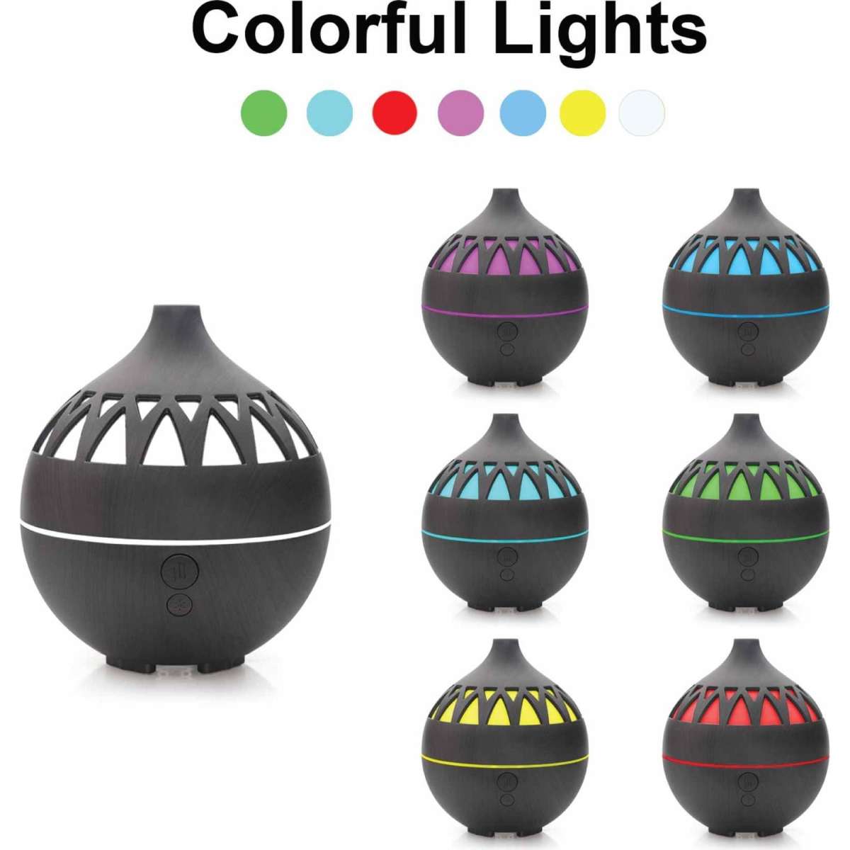 Orku Essential Oil Aroma Diffuser 180ml USB LED Dark Wood Mist