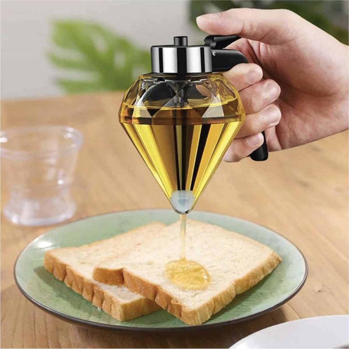 Kitchee 200ml Oil Honey Dispenser Syrup Sauce Glass Pourer Diamond